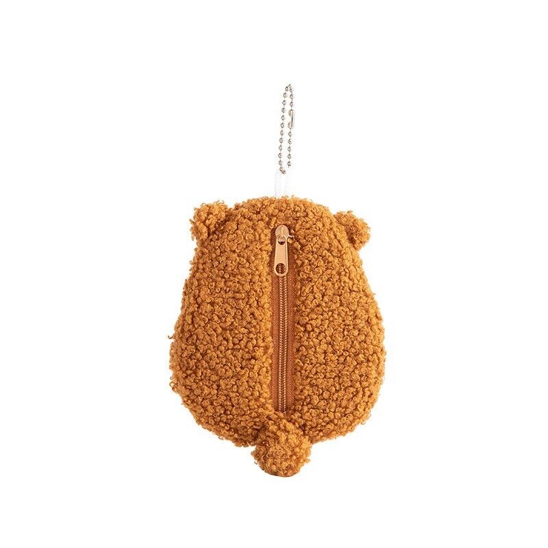 Brown Bear Plush Zipper Key Holder /Coin Purse Keychain