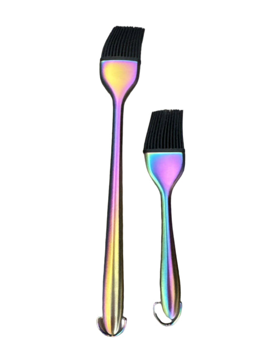 Multicolored Stainless Steel Small And Large Basting Brush Set