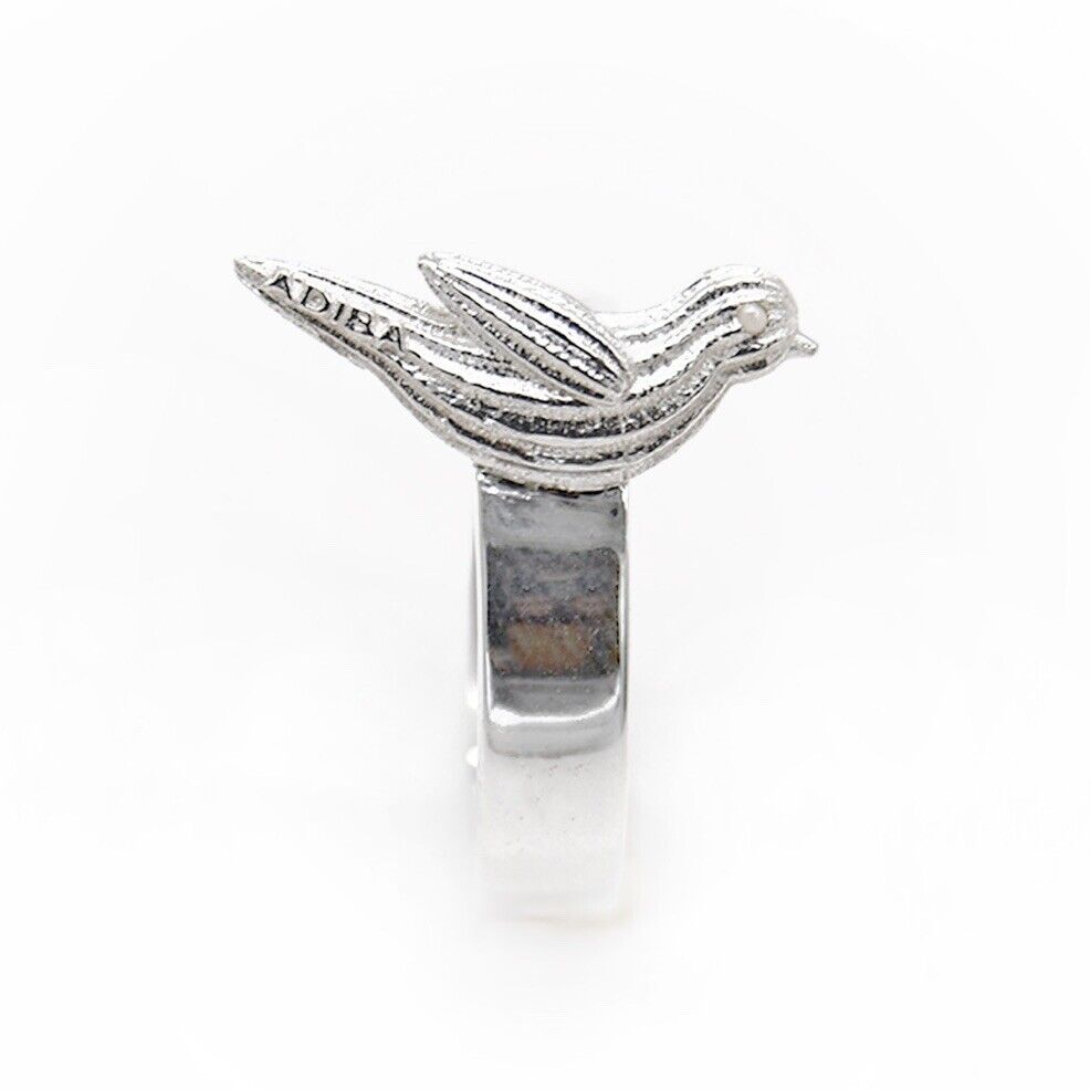 ADIBA Designer Robin Bird Pearls Silver Plated Adjustable Ring