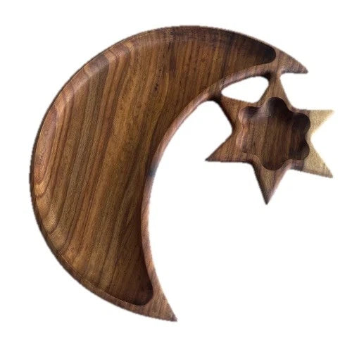 Brown Wooden Moon And Star Snacks Tray